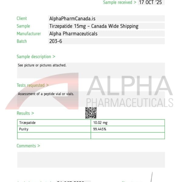 Tirzepatide 15mg - COA