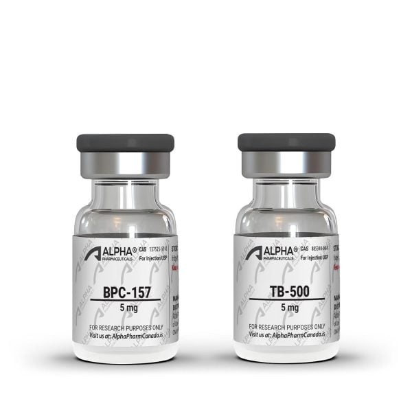 Wolverine Recovery Stack research peptide vials featuring BPC-157 and TB-500 by AlphaPharmCanada.is