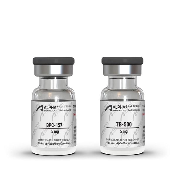 Wolverine Recovery Stack research peptide vials featuring BPC-157 and TB-500 by AlphaPharmCanada.is
