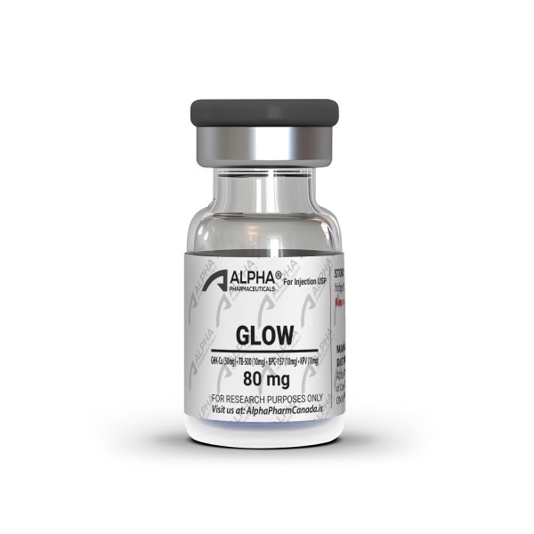 GLOW peptide blend 80 mg research vial by AlphaPharmCanada.is – front label view