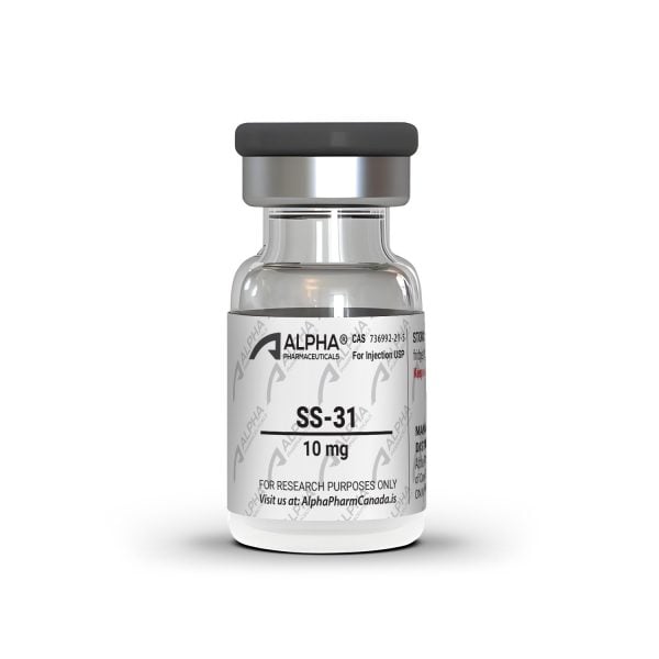 SS-31 peptide 10 mg research vial by AlphaPharmCanada.is – front label view