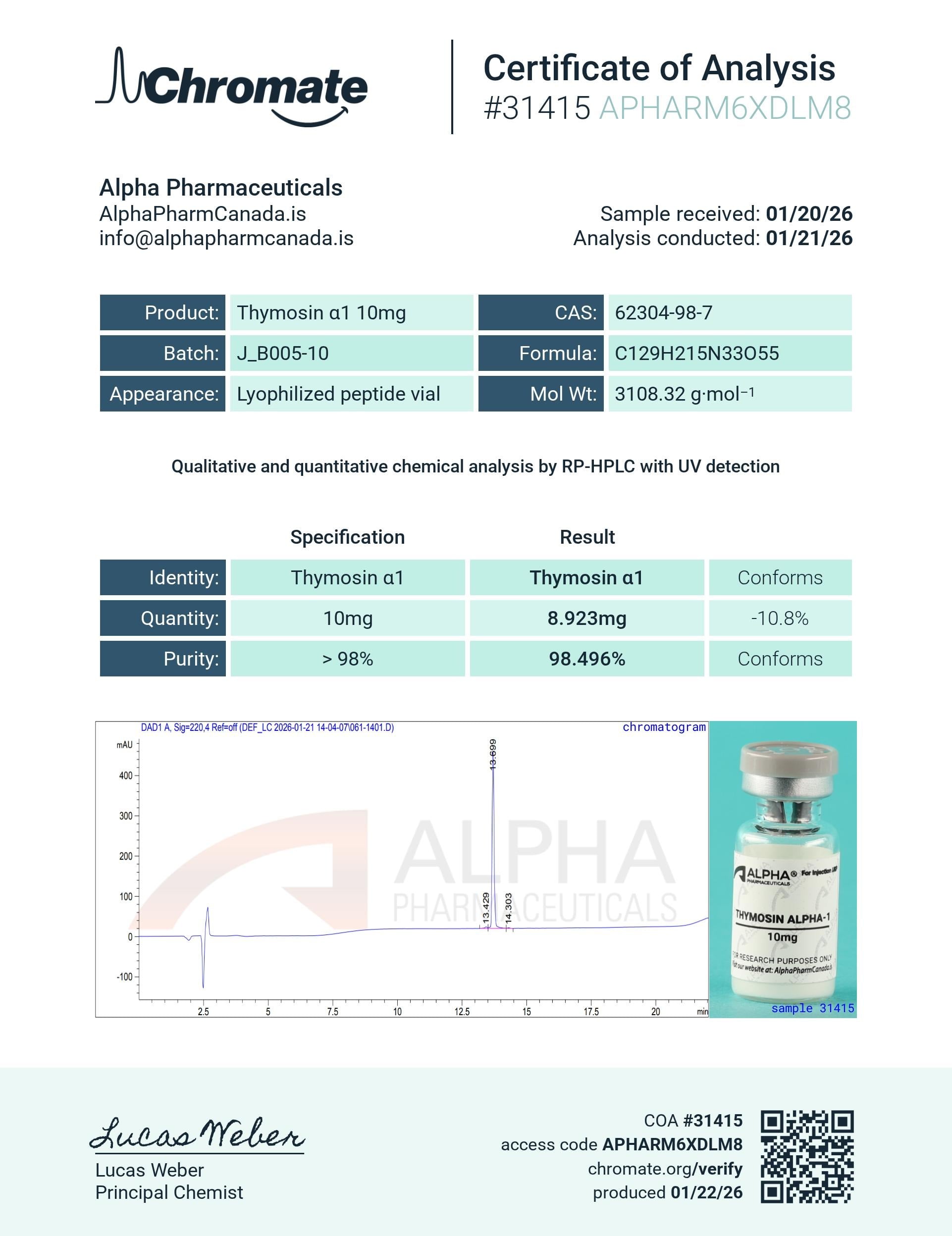 Thymosin Alpha-1 - 10mg